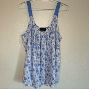 Lane Bryant Chiffon Cami With Grosgrain Ribbon Straps Blue Floral Size 20